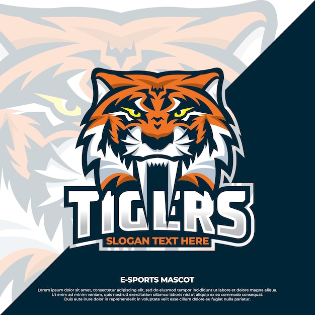 Vettore testa arrabbiata mascotte tigre esport logo illustrazione tiger gioco logo design tigre icona vettore