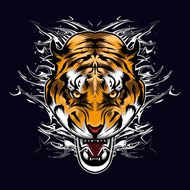 angry head tiger with smoke