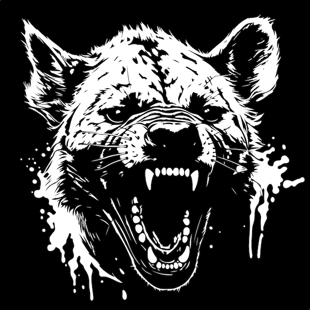 Vector angry hyena vintage hand drawn illustration