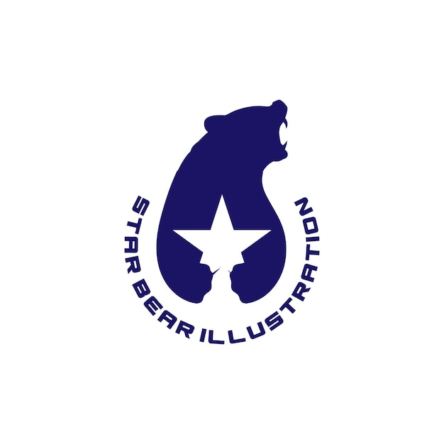 Angry Ice Polar Grizzly Bear hold Star Logo Icon Illustration Design