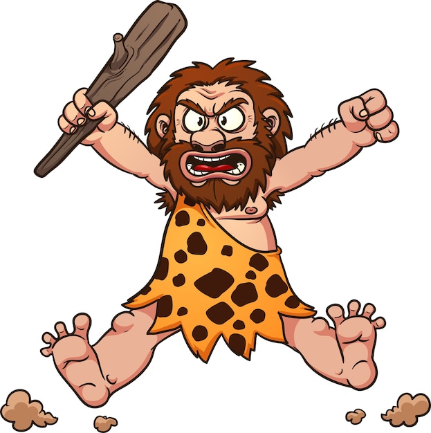 angry jumping caveman