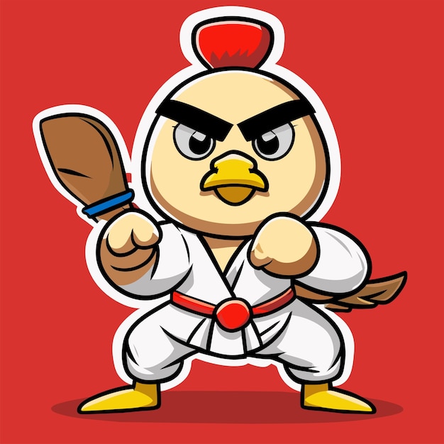 Vector angry karate karate cute rooster