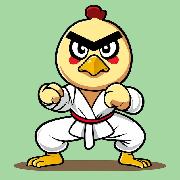 Vector angry karate karate cute rooster