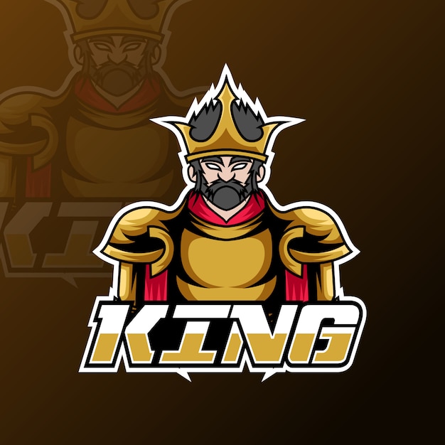 Vector angry king sport esport logo template gold war uniform