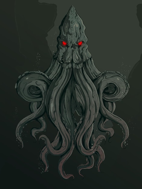 angry kraken in a sea trench