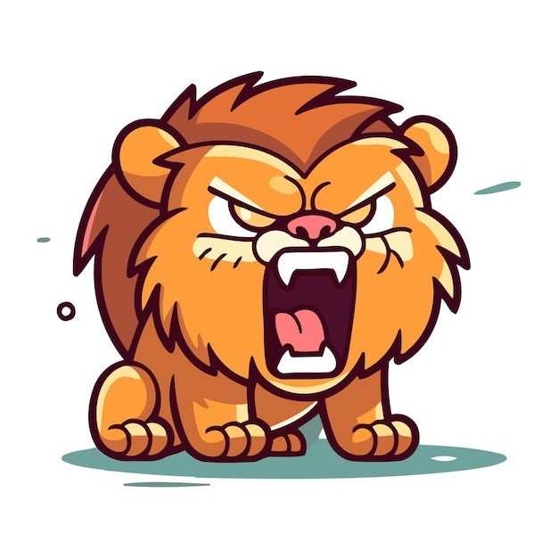 Angry lion cartoon mascot character vector illustration