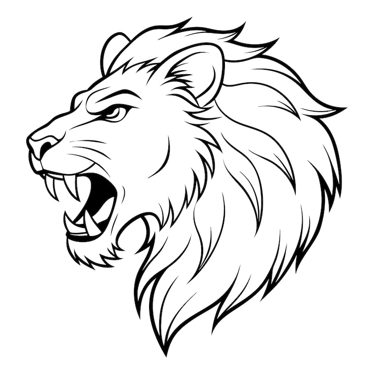 Vector a angry lion head line art vector illustration graphic design