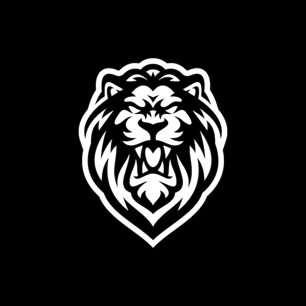 Angry lion head mascot logo illustration on dark background