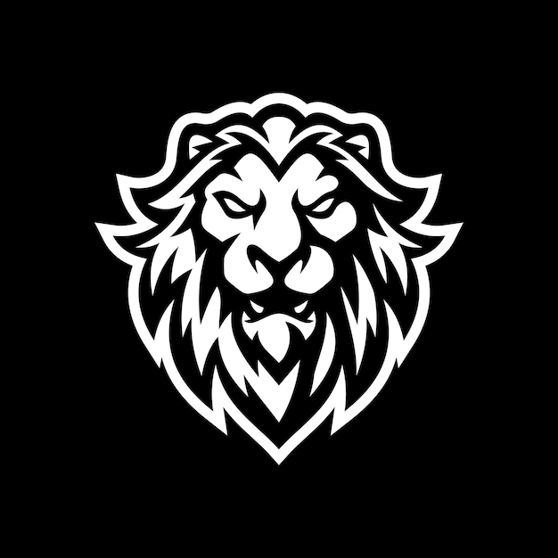 暗い背景に怒っているライオン マスコット ロゴ イラスト
