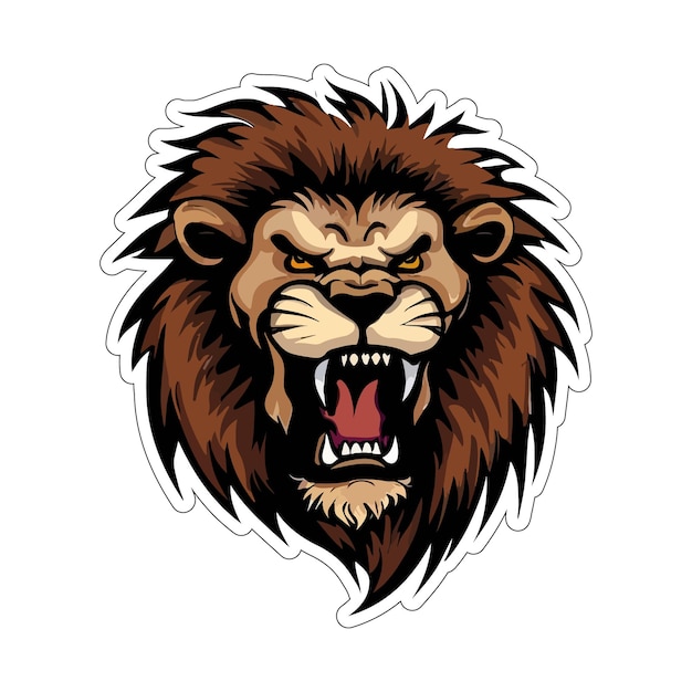 angry lion sticker colorful illumination for print on demand