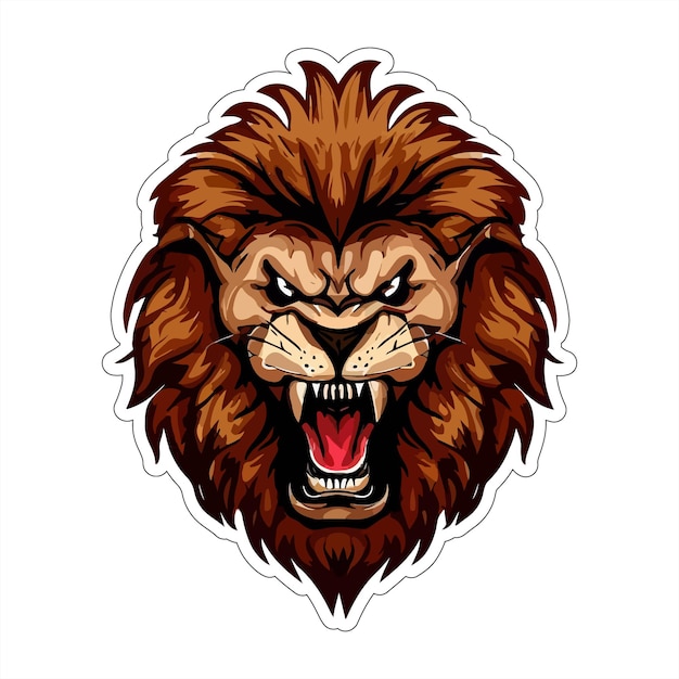 angry lion sticker colorful illumination for print on demand