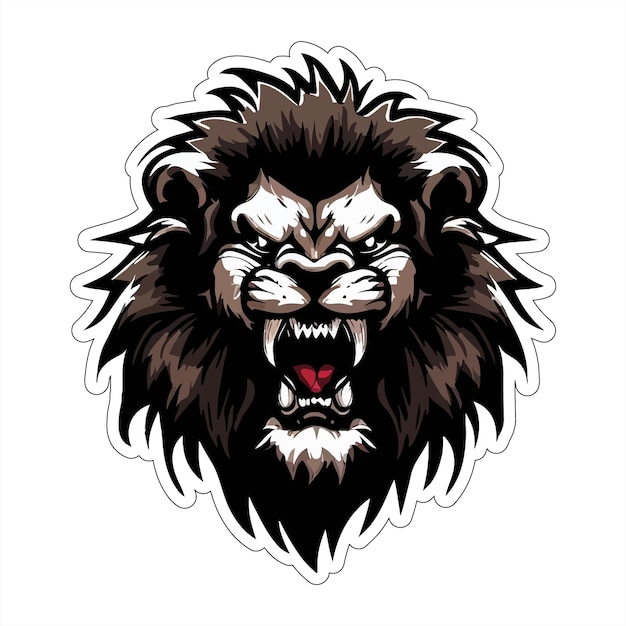 angry lion sticker colorful illumination for print on demand