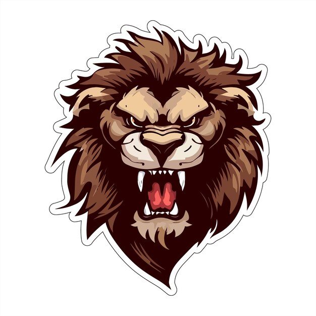 angry lion sticker colorful illumination for print on demand