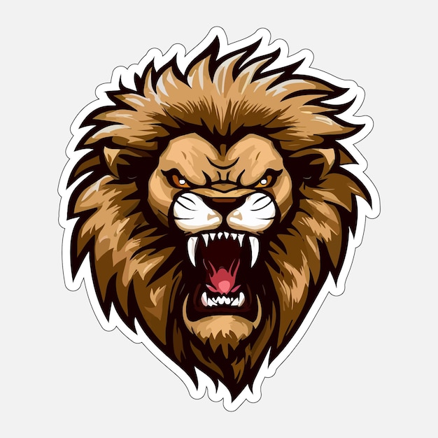 angry lion sticker colorful illumination for print on demand