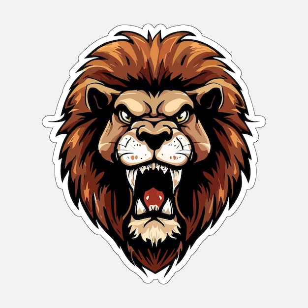 angry lion sticker colorful illumination for print on demand