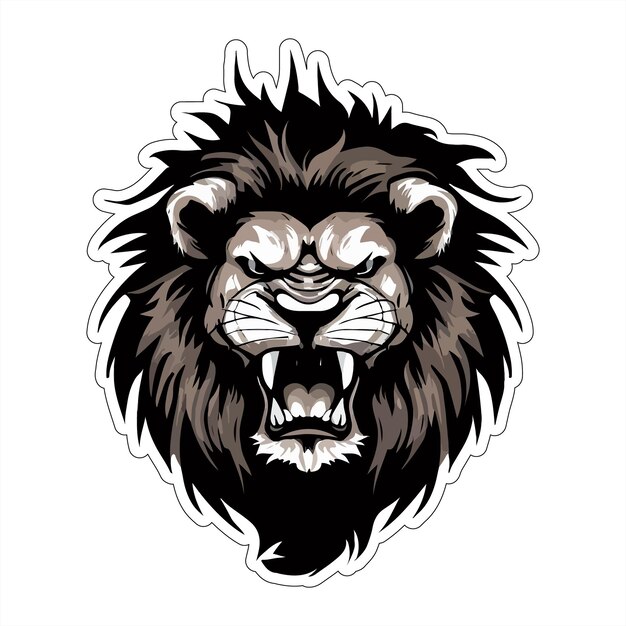 angry lion sticker colorful illumination for print on demand