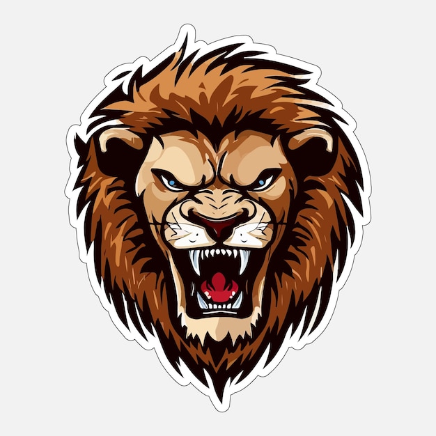 angry lion sticker colorful illumination for print on demand