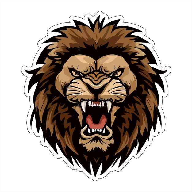 angry lion sticker colorful illumination for print on demand