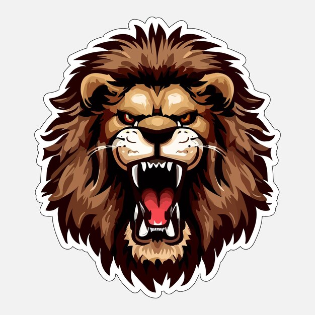 angry lion sticker colorful illumination for print on demand