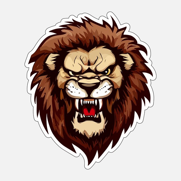 angry lion sticker colorful illumination for print on demand