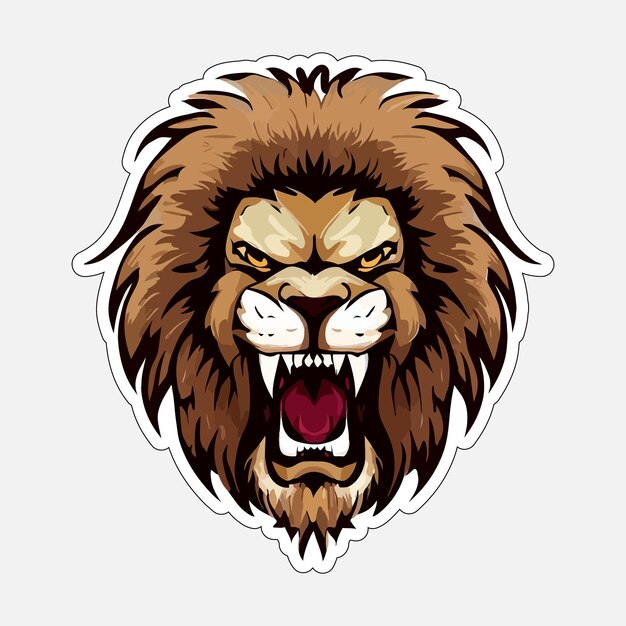 angry lion sticker colorful illumination for print on demand