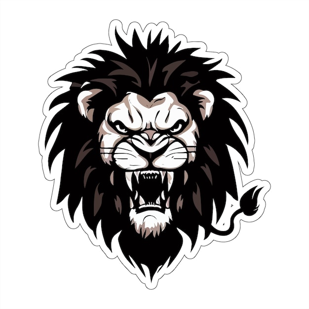 angry lion sticker colorful illumination for print on demand