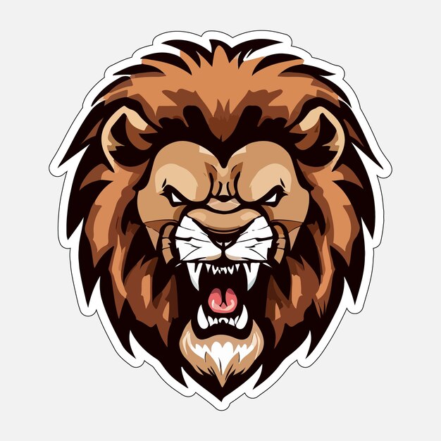 angry lion sticker colorful illumination for print on demand
