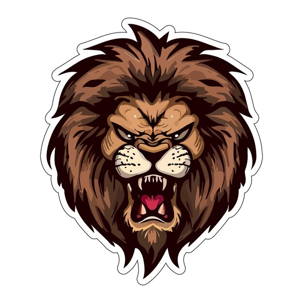 angry lion sticker colorful illumination for print on demand