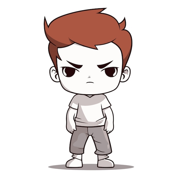 Angry Little Boy Cartoon Vector IllustrationAAA