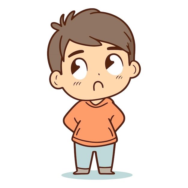 Angry little boy in a flat cartoon style