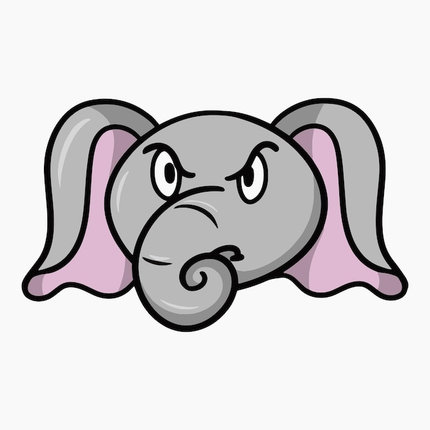 Angry little elephant cartoon elephant emotions vector illustration