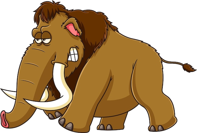 Angry Mammoth Cartoon Character Running