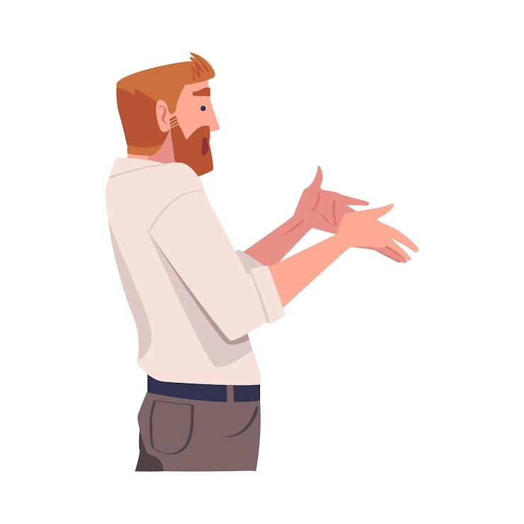 Vector angry man arguing having conflict with somebody vector illustration