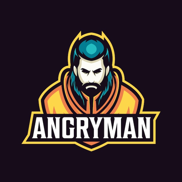 Angry man mascot sport logo