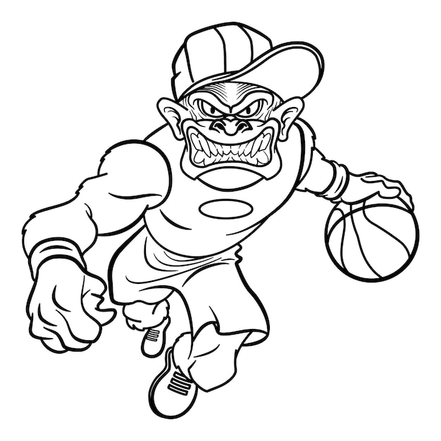 Angry Monkey Athlete for Coloring Page