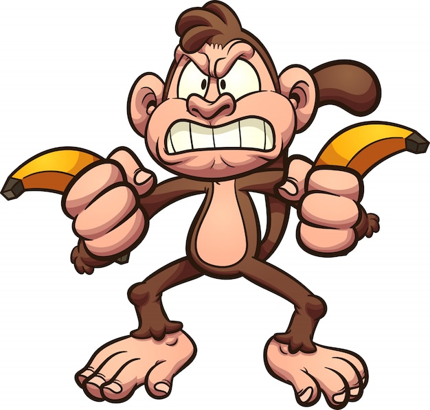 Vector angry monkey bananas