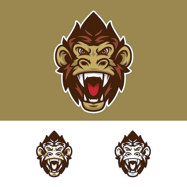 Логотип angle monkey head mascot logo