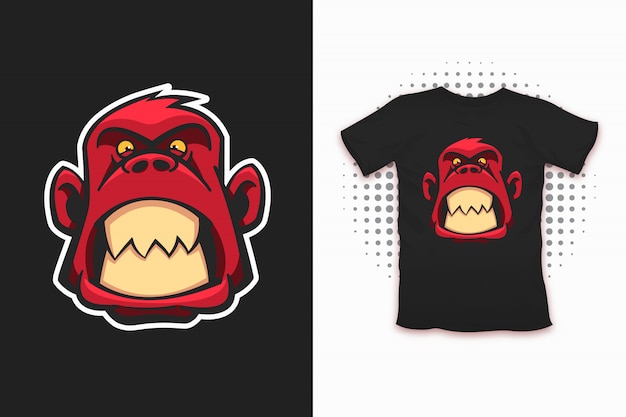 티셔츠 디자인을위한 화난 원숭이 인쇄