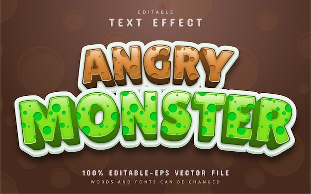 Vector angry monster editable text effect