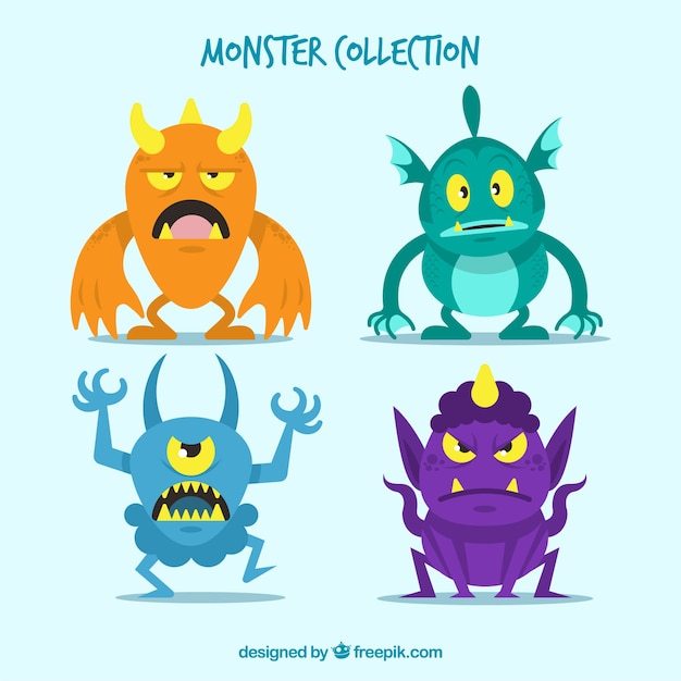 Vector angry monster pack