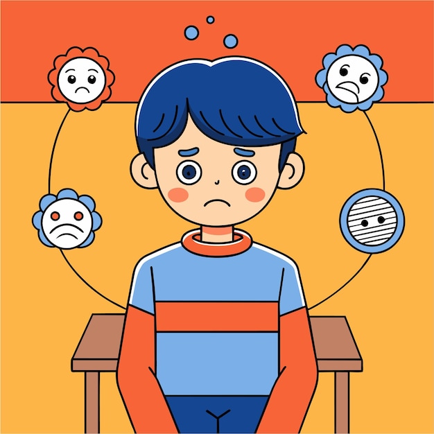 Angry nervous worry psychologist cloud of thoughts emotions unhappiness mental problems