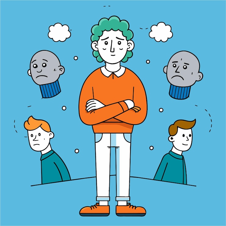 Vector angry nervous worry psychologist cloud of thoughts emotions unhappiness mental problems