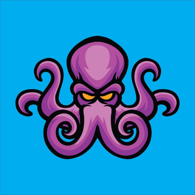 Vector angry octopus logo illustration