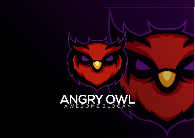 Angry owl logo gaming esport mascot