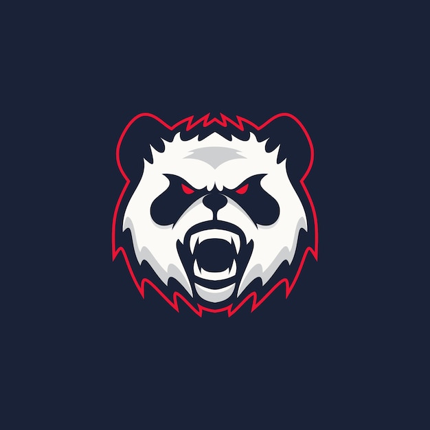 angry panda head logo mascot