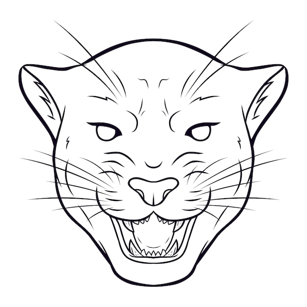 Vector angry panther head wild cat with angry face expression