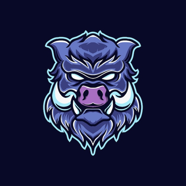 Angry pig mascot logo design