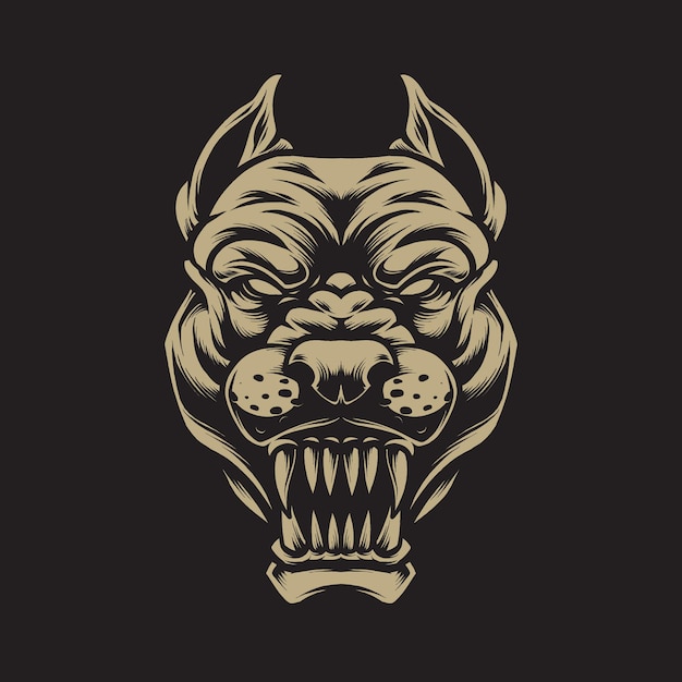 angry pitbull illustration concept