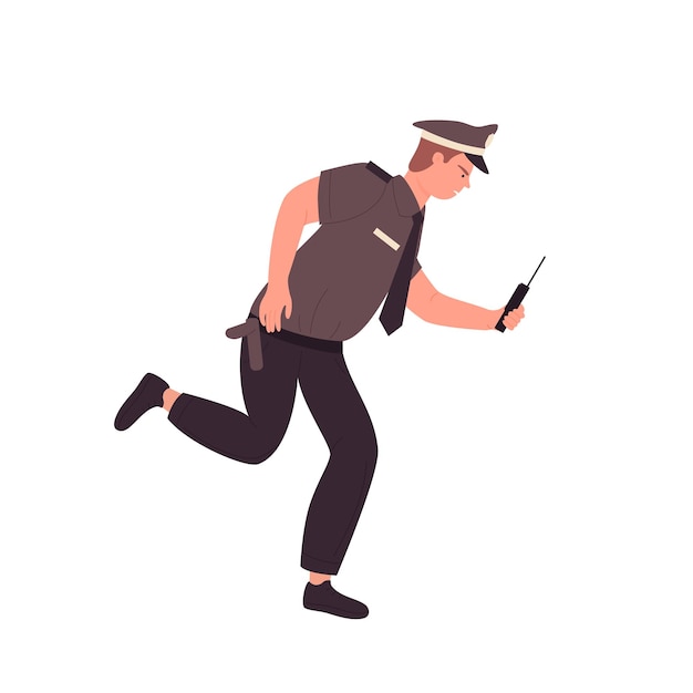 怒った警官が走っている