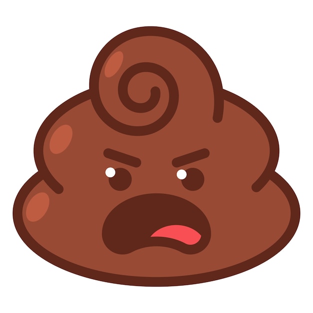 Angry poop emotie vector cartoon illustratie geïsoleerd op een witte achtergrond